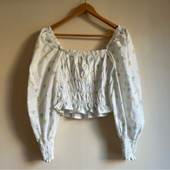 For Love and Lemons Azalea Crop Top in White Floral - Picture 10 of 12